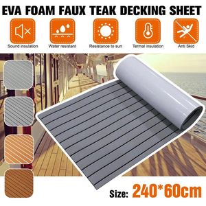 Alla terränghjul 2400x900/600x5mm eva skum faux teak båt däck ark självhäftande marin golv däck matta yacht tillbehör grå