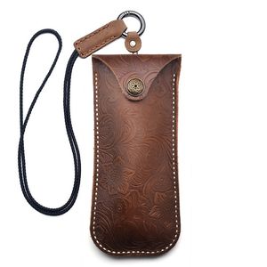 Genuine Leather Eyewear Case Hanging neck Sun Glasses Spectacle Case Men Women Box Frames Sunglasses Button Bags Lanyard Cover 240118