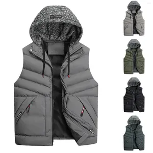 Männer Westen 2024 Winter Mit Kapuze Weste Mantel Mode Glänzende Unten Baumwolle Ärmellose Jacke Verdicken Warme Hohe Qualität Männer Kleidung
