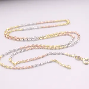 Catene Au750 Collana con catena in oro multitono 18K reale per donna Collana girocollo con collegamento Rolo a colori femminile da 2,0 mm, lunghezza 50 cm