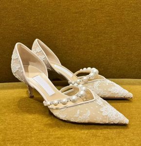 Elegante Braut-Hochzeits-Sandalen, Schuhe für Damen, Designer-Aurelie, spitze Pumps mit Perlenverzierung, weiße schwarze High Heels, Damen-Luxus-Sandalen, EU35–43