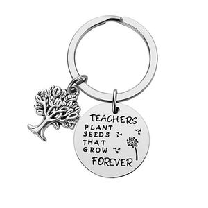 Rostfritt stål nyckelring hängande lärare växt som odlar kreativt liv i livsdekoration Keyring Teacher's Day Gift3132600