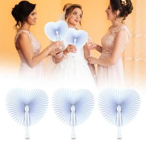 Estatuetas decorativas ventilador de papel conjunto de 5 fãs dobráveis coração amor diy branco portátil à mão para performances de dança de verão adereços po