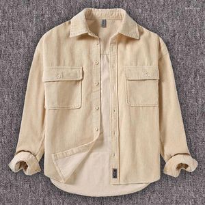 Men's Dress Shirts Casual Corduroy Shirt Jacket Cotton Shacket Western Cowboy Lightweight Work Coat Button Down Overshirt