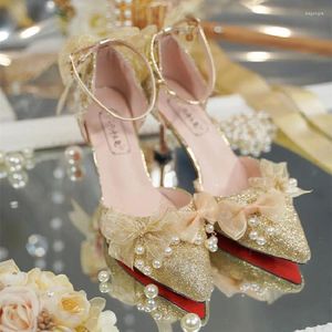 Sandały Sprężyna i letnia cekiny na głowę Wstążka Pearfly Butterfly Wedding Buty