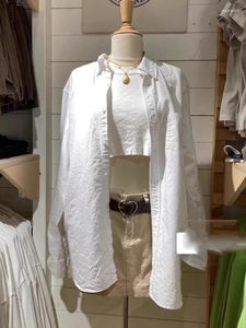 Blusas femininas puwd elegante feminino sólido camisas brancas 2024 moda senhoras camisa de manga longa casual feminino solto topos meninas chique oversize