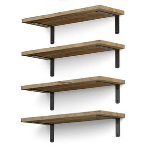 4Pcs Wooden Shelf Wall Mounted Floating Shelves Home Decorative Storage Rack Display Organizer for Living Room Kitchen Bathroom 240202