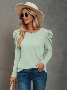 Kvinnors T -skjortor 2024 Autumn For Women Clothes Fashion O Neck Långärmad Streetwear Vintage Solid Tops Female Casual Tee Shirt