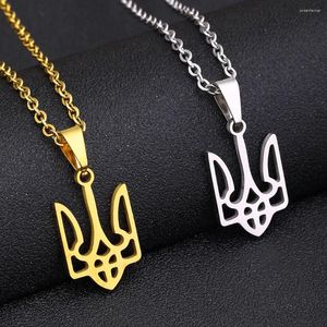 Pendant Necklaces Hollow Ukrainian National Emblem Symbol Stainless Steel City Necklace For Men Women Blessing Gift Neck Chain Jewelry