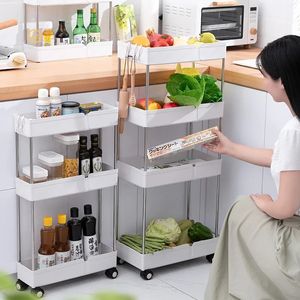 Ulepsz grubszy materiał wielowarstwowy wózek do przechowywania kół Rolling Wheels Kitchen Bathroom Organizer Rack Household Stack Mobilna półka 240124