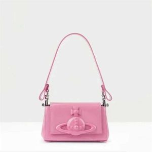 22% OFF Bolsa de grife Bolsa Rosa para Imperatriz Viúva Xis Axilas Saturno Laca Couro Rosto Brilhante Portátil Menina Picante Pequeno Quadrado Versátil