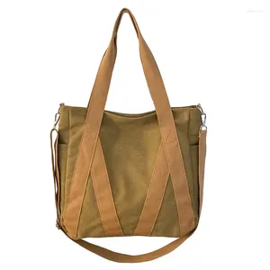 Sacos da noite Ly Alta Capacidade Canvas Bolsa de Ombro Mulheres Multi Bolso Beach Tote Feminino Commuter Laptop Bolsa Estudante Cinza Schoolbag