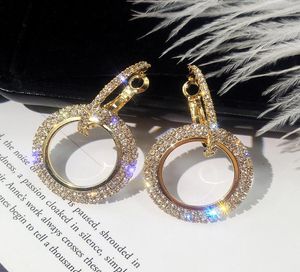 Nowa konstrukcja Kreatywna biżuteria Eleganckie kryształowe kolczyki okrągłe złote i srebrne kolczyki na przyjęcie weselne dla kobiety 3 6452564