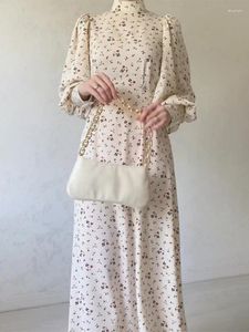 Etnik Giyim Bahar Eid Müslüman Çiçek Elbise Kadınlar İçin Dubai Abaya Fas Partisi Elbiseler Ramazan Dantel-Up Kaftan Vestidos Arap Uzun Robe