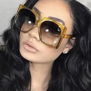 Sonnenbrille Vintage Übergroße Quadratische Für Frauen Gradient Elegante Schwarz Braun Sonnenbrille Weibliche UV400 Shades Männer Brillen Großhandel