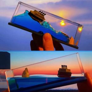 Titanic Cruise Ship Fluid Drift Bottle Decoration Hourglass Desk Floating Decompression Toy Gift 240129