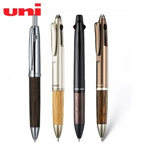 1st. UNI MSXE5-2005 Multifunktion Pen Oak Handshake Press 5in 1/4 i 1 Ballpoint Pen 0,7mm Mekanisk penna 0,5 mm 240129