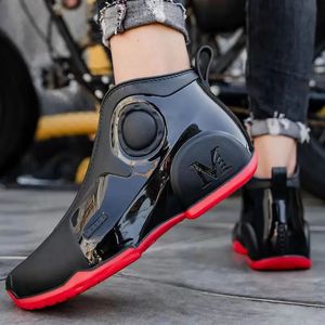 Erkekler Yağmur Boot Açık Balıkçılık Ayakkabı Anti Slip Punk Ayak Bileği Kauçuk Botlar Su Geçirmez Güçlü Blokutucu Su Yağmur Ayakkabıları Boyut 39-44 240202