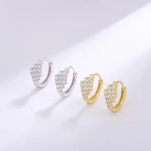 Studörhängen S925 Sterling Silver Three Rows Diamond Ear Buckle Female Minority Design Small Circle Versatile Jewelry