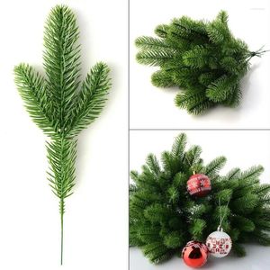 Flores decorativas árvore de natal ornamento vibrante realista artificial pinheiro agulha ramos sem rega 24 pçs plantas falsas para festivo