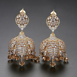 Indian Jhumka Crystal Bells Beads Drop Dangle Earring Jhumki Women Bridal Jewelry Ethnic Gypsy Tribal örhängen Vintage Bohemian 240124