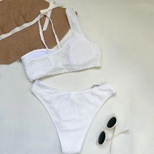 Damskie stroje kąpielowe 2pcs/zestaw stroju kąpielowego Czysty biały kostium kąpielowy wyściełane letnie panie