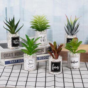 装飾的な花4pcs/セット人工植物緑のミニボンサイホームガーデンパーティークラフトのための小さな多肉植物の偽の偽の植木鉢の装飾品装飾