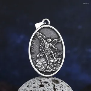 Pendant Necklaces 2024 Stainless Steel Catholic Patron Saint Michael St. The Archangel Necklace Drop In Stock