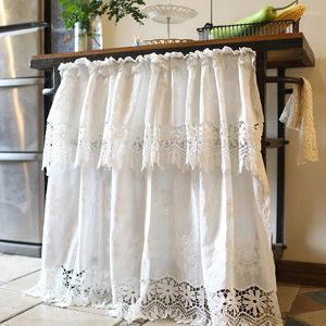 Curtain White Cotton Lace Curtains Short For Kitchen Door Half Country Style Hollow-Out Thin Fabric Home Decorations