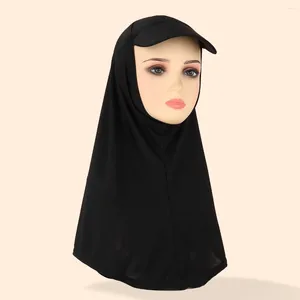 Roupas étnicas Médio Oriente Mulheres Headscarf Abaya Ramadan Cor Sólida Cristal Linho Duro Brim Chapéu Com Capuz Confortável