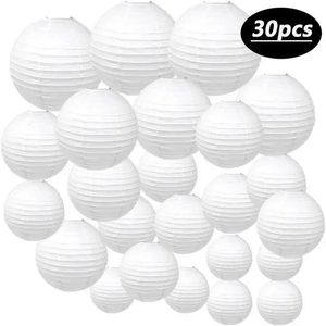 30st White Paper Lantern Ball Hanging Round Handmade Lanterns For Wedding Birthday Party Holiday Decorations Flera färg 240127