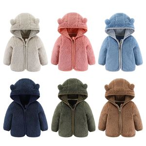 Baywell Cute Bear Baby Girls Boys Jacket Plush Sweater Autumn Winter Keep Warm Outerwear Zipper Hooded Coat 02 Years Clothes 240122