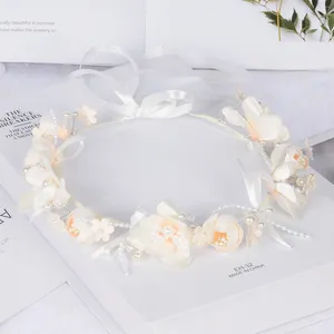 Hair Clips Super Fairy Flower Crown For Bride Wedding Handmade Pearl Garland White Floral Headbands Women Party Hairbands Jewelry
