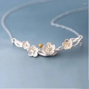 Ожерелья с подвесками, корейское серебряное ожерелье сладкой сливы, темперамент, индивидуальное модное женское ювелирное ожерелье SNE039