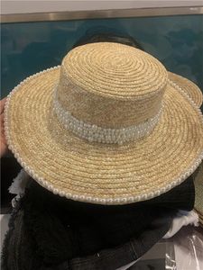 Berets 01906-xintao w sprzedaży Pearl Summe Handmade Słomka Fedoras Cap Women Panama Jazz Hat