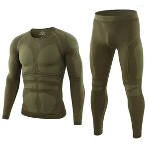 Tute da uomo Intimo termico tattico senza cuciture Set invernali da uomo Compressione in pile Funzione allenamento Thermo Long Johns