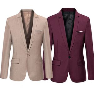 Manliga blazers Slim Elegant Suit Blazer Business Formal Party Long Jacket For Men One Button Lapel Casual Pockets Top 240125