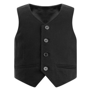 Kids Boys Gentleman Vest for Formal Suit Wedding Pageant Waistcoat Childrens Catwalk Host Performance Fashion 240130