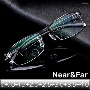 Sunglasses Women Men Business Presbyopia Blue Light Blocking Bifocal Reading Glasses Trendy Half Frame Far Sight Prescription Eyeglasses