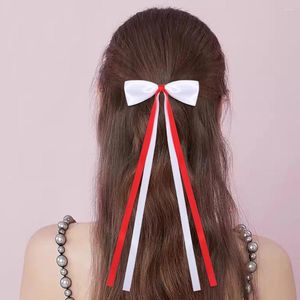Acessórios de cabelo grande vermelho e branco fita arco clipe doce meninas duckbill clipes bonito versátil hairpins temperamento