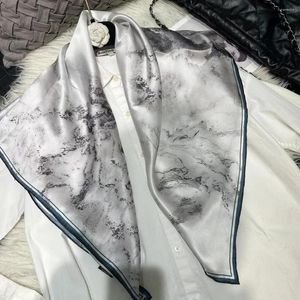 Sciarpe BYSIFA | Sciarpa di seta da donna grigia bianca Autunno Inverno Stile Cina Design inchiostro acqua Grandi scialli Moda Estate Mantella da spiaggia