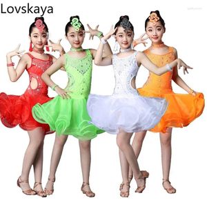 Stage Wear Latin Dance Clothes Kids Salsa Performance Costumes Competition Figure Skating Dress Outfits Tassels Girls Ballroom