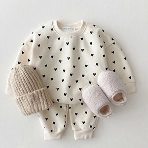 MILANCEL Baby Clothing Set Full Heart Kids Boys Hoodie Suit Toddler Girls Clothes Casual 240127