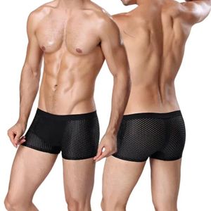 Underbyxor plus storlek 4xl 5xl 6xl 7xl 8xl 9xl sexiga trosor herrar andas mesh undewear manlig bambu fiber boxare man underbundna shorts uppsättningar