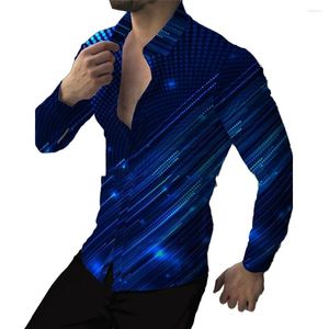 Мужские классические рубашки Мужская рубашка с принтом с длинным рукавом с отворотом и вырезом Мужская модель с узором Весна-Лето Мода