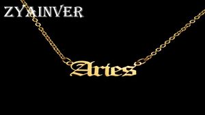 Chains 12 Zodiac Letters Pendant Necklace Old English Scorpio Aries Taurus Gemini Cancer Leo Choker Horoscope Signs Friendship2454799