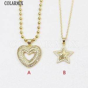 10 pezzi Zirconia Heart Star Necklace Design Fashion Chain Gold Gioielli Speciali Donne Gift 52826 240127