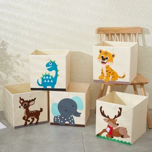 13 -tums vikbar broderi Animal Cube Storage Box Oxford Fabric Kids Toys Organisatörer BINS CHEST ARGANISER FÖR KIDS NORSERY 240202