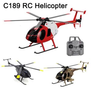 1/28 C189 RC Helicóptero MD500 Motor Brushless Dualmotor Modelo de Controle Remoto 6 Eixos Gyro Aeronave Brinquedo Oneclick Takeofflanding 240131