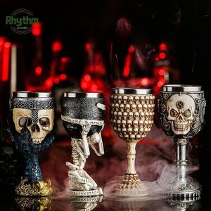 50 Type Creative Skull Series Cup Resin Beer Mug 3D Cocktail Goblet 304 Stainless Steel Viking Wine Glass Tumbler Bar Decoration 240122